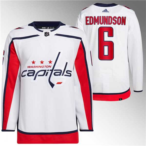 Mens Washington Capitals #6 Joel Edmundson White Stitched Jersey